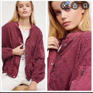 Free people daisy Jane eyelet bomber